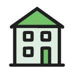 Icon, das ein stilisiertes Gebäude zeigt.