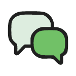 Icon, dass zwei Sprechblasen darstellt.