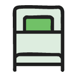 Icon, dass ein Pflegebett visualisiert.