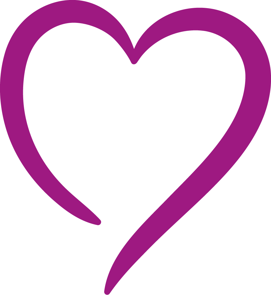 Ein einfacher, lila gezeichneter Herz-Umriss.