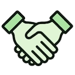 Zwei stilisierte Hände, die sich die Hand geben, in grün-schwarzer Farbgebung, steht für eine Einspringprämie.