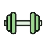 Eine grün-schwarze stilisierte Hantel, bestehend aus zwei Gewichten und einer geraden Stange.